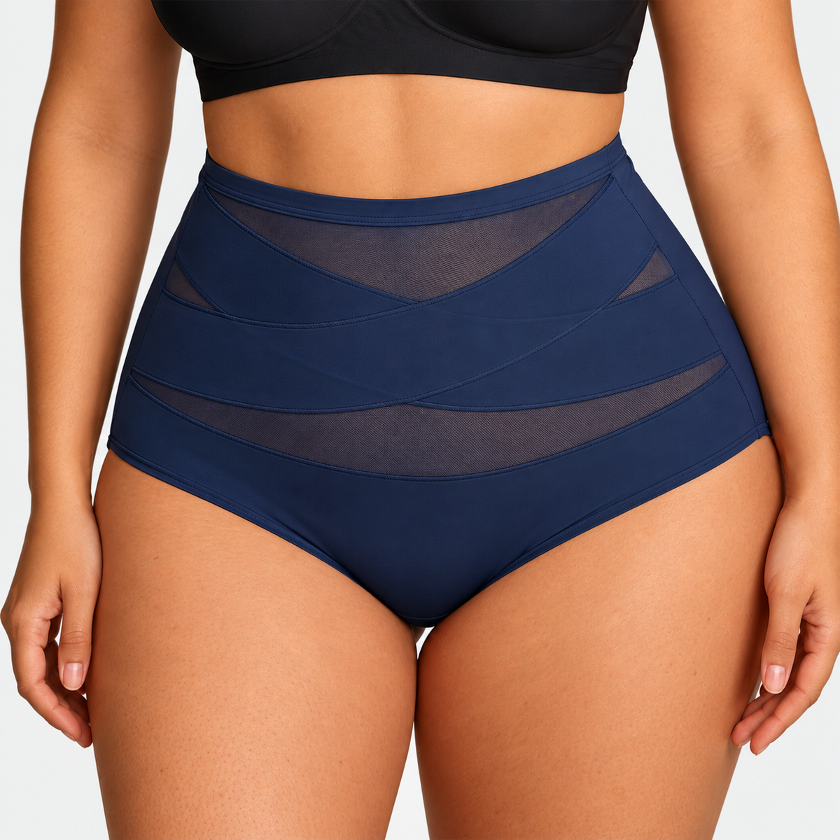 Plus-Size High-Waist Cross Tummy Control Panties