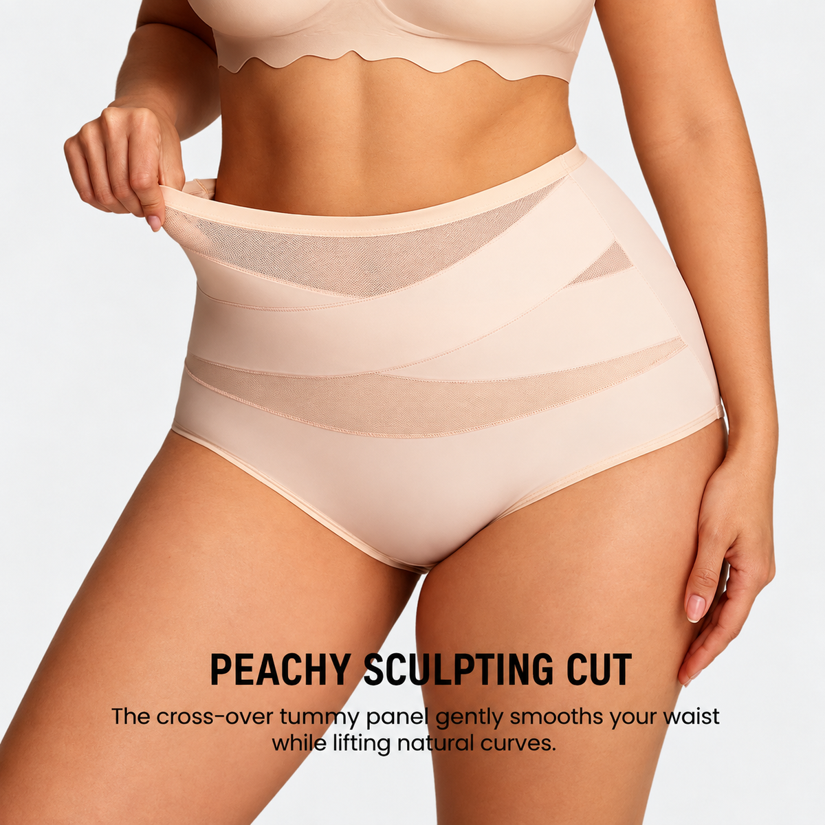 Plus-Size High-Waist Cross Tummy Control Panties