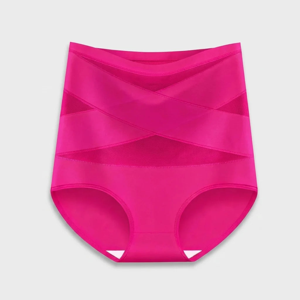 Plus-Size High-Waist Cross Tummy Control Panties