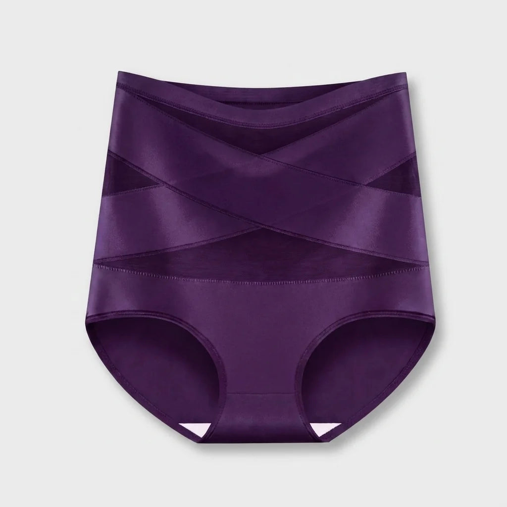 Plus-Size High-Waist Cross Tummy Control Panties